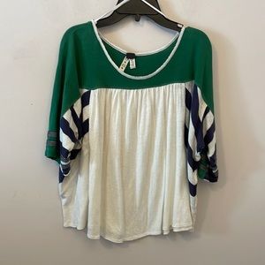 We the Free Green/Blue Oversized Top- Size XS.